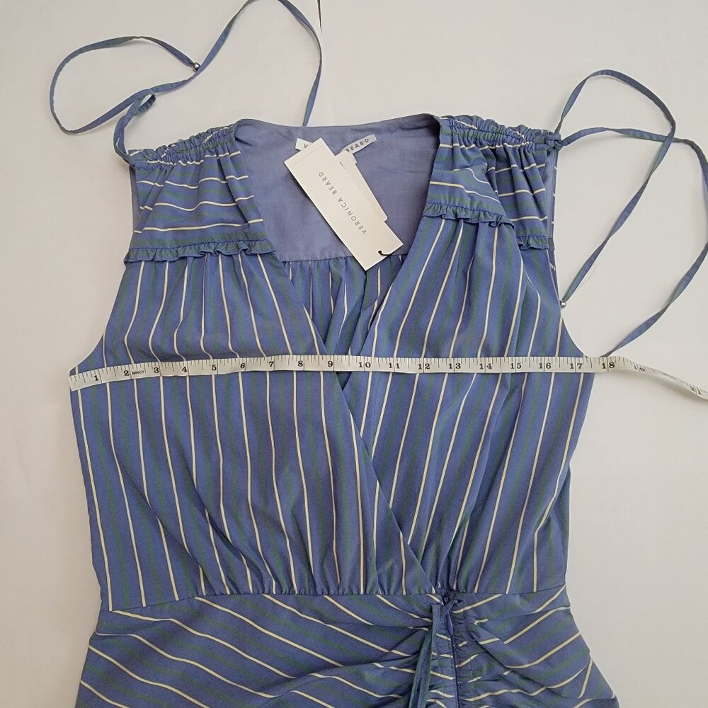 VERONICA BEARD Teagan Ruched Striped Poplin Midi Dress - Picture 15 of 16